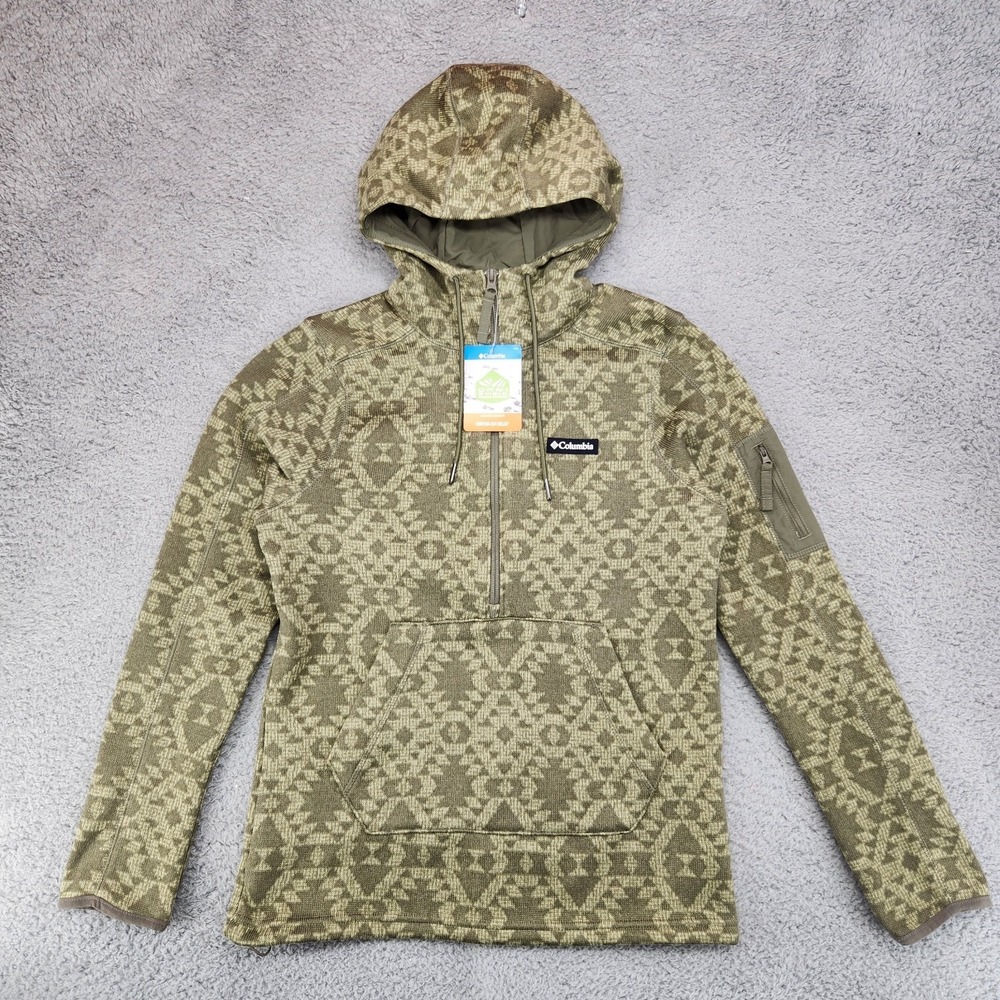 Columbia Sweater Weather 1/2 Zip Hooded Pullover Womens S Aztec Hoodie Green